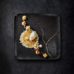 RAK Karbon porcelán szögletes tál, fekete, 24x24x1,7 cm, KRAUSP24