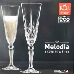 RCR Cristalleria Italiana Melodia pezsgős pohár készlet, 16 cl, 6 db,