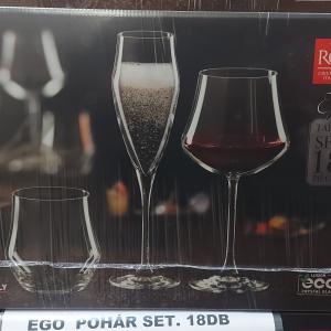 RCR EGO pohárkészlet 18 db, Whisky, boros, pezsgős