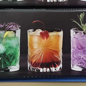 RCR MIXOLOGY DOF whiskys pohár set 4 db, üveg, különböző mintákkal