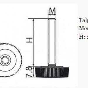 Recézett állítható láb 20mm méretű talppal, M6x20-as szárral. 100 db