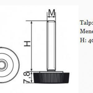 Recézett állítható láb 20mm méretű talppal, M8x40-es szárral. 100 db