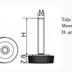 Recézett állítható láb 25mm méretű talppal, M10x40-es szárral. 100 db