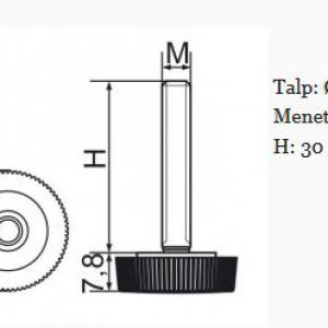 Recézett állítható láb 25mm méretű talppal, M6x30-as szárral. 100 db