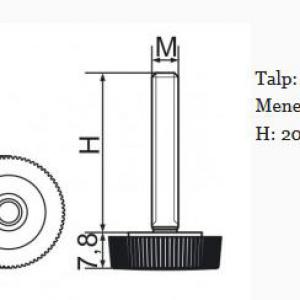 Recézett állítható láb 25mm méretű talppal, M8x20-as szárral. 100 db