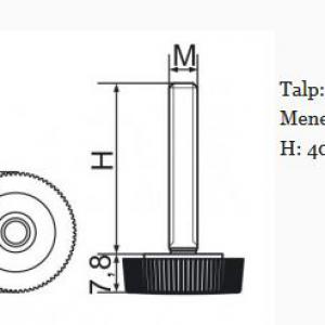 Recézett állítható láb 25mm méretű talppal, M8x40-es szárral. 100 db