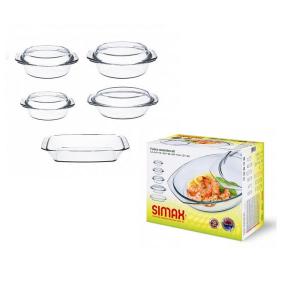 Simax 9 részes hőálló üvegtál készlet, 1liter+1,5liter+2liter+2,4liter+2,4liter