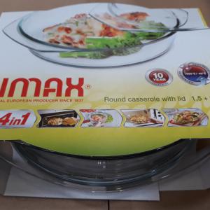 Simax kerek sütőtál, 1,5 liter+0,6 liter fedő,