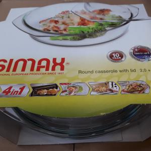 Simax kerek sütőtál, 2 liter+0,9 liter fedő, 401089