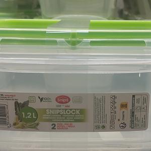 Snip műanyag tároló doboz, zöldségmintás tetővel, zöld, 1,2l, 2 szett
