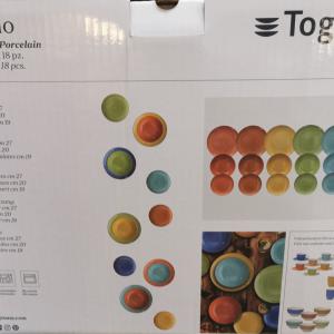 Tognana Madison Kaleido 18 részes színes-fröcskölt mintás porcelán étkészlet,
