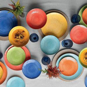 Tognana Madison Kaleido 18 részes színes-fröcskölt mintás porcelán étkészlet,