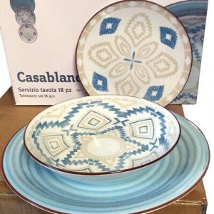 Tognana Meteopolis Casablanca 18 részes kerámia-porcelán étkészlet, kék, 155226