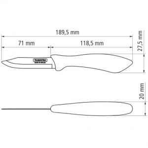 TRAMONTINA AFFILATA 7,5 CM-ES ZÖLDSÉG- ÉS GYÜMÖLCSKÉS  FEKETE POLIPROPILÉN NYÉLLEL 23650/103