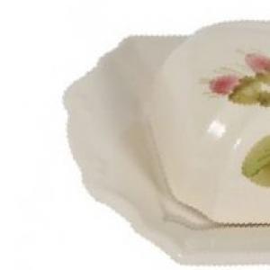 Vanilia Kerámia 44-35, Romantik rózsás vajtartó,kerámia, sima vagy fodros szélű, V.K.44-35