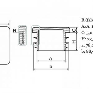 Zártszelvény dugó 100x100 mm-es. (nagyobb fv) V2, Kiszerelés: 10 db