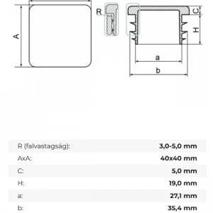 Zártszelvény dugó 40x40 mm-es. (nagyobb fv) V2, szürke, fehér, antracit, Kiszerelés: 50 db