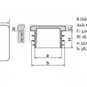 Zártszelvény dugó 60x60 mm-es. (kisebb fv) V1 Kiszerelés: 50 db