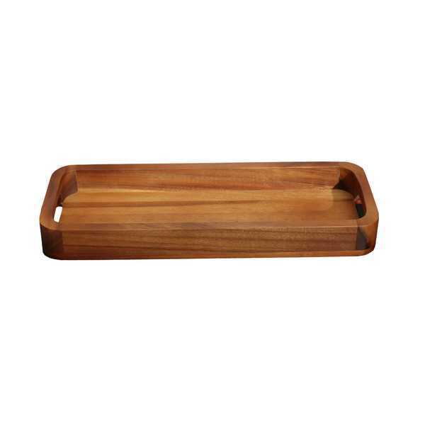 Fa kínáló tálca szögl. 17x46x5cm 2 fülű