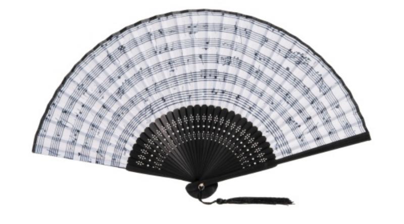 FRI.10151 Legyező 37x21x3cm, műanyag/polyester, hangjegyes