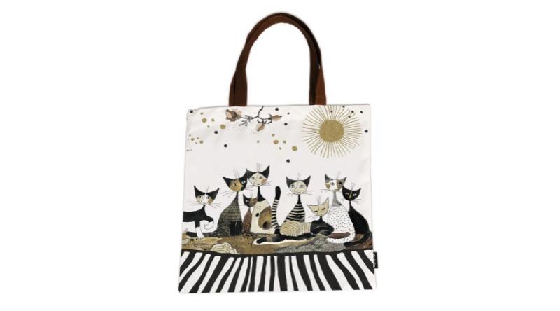 FRI.12722 Textil bevásárló táska 38x40cm, polyester, Rosina Wachtmeister:Cats Sepia