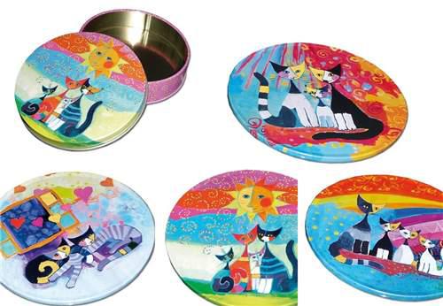 FRI.17926 Poháralátét fém,-parafa 4db-os szett fémdobozban,Rosina Wachmeister