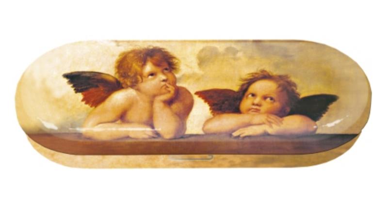 FRI.18756 Szemüvegtok fémdoboz, 16x2,8x6,6cm, Raffael Angels