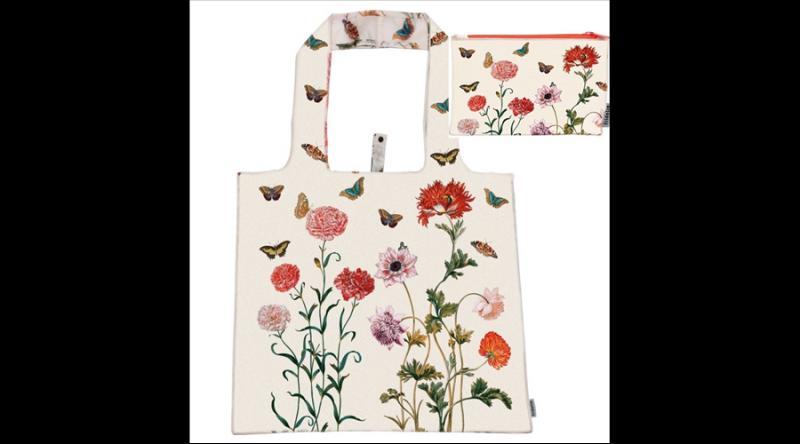 FRI.40564 ECO bevásárló táska újrahasznosított műanyag palackból,48x60cm,összehajtva 15x12cm-es tasakban, Maria Sybilla Merian