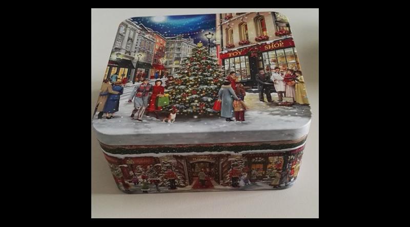 GAW.3394/160 konyhai fémdoboz 187x187x80mm, Xmas shopping