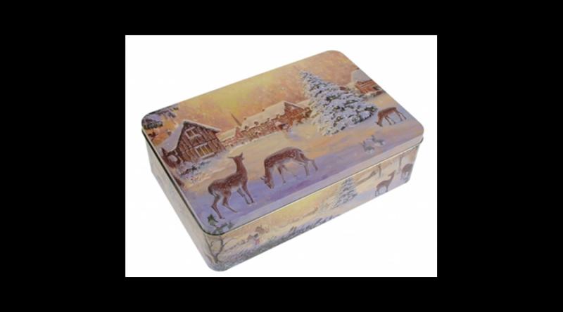 GAW.7355/019 Konyhai fémdoboz dombornyomott 355x235x100mm, Winter Nostalgia