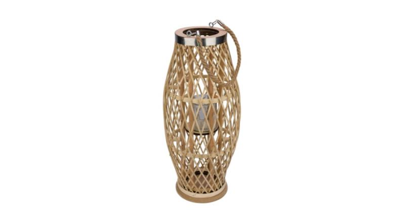 Geh.12305228 Rattan lantern, üveg belsővel, 20x20x46cm