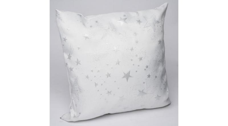 Geh.22305223 Párna töltelékkel, 45x45cm, fehér, ezüst csillagos, polyester
