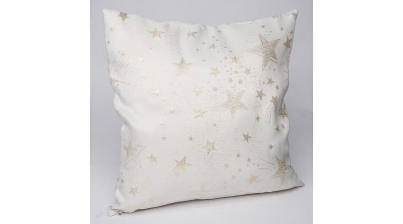 Geh.22305226 Párna töltelékkel 45x45cm, krém, arany csillagos, polyester