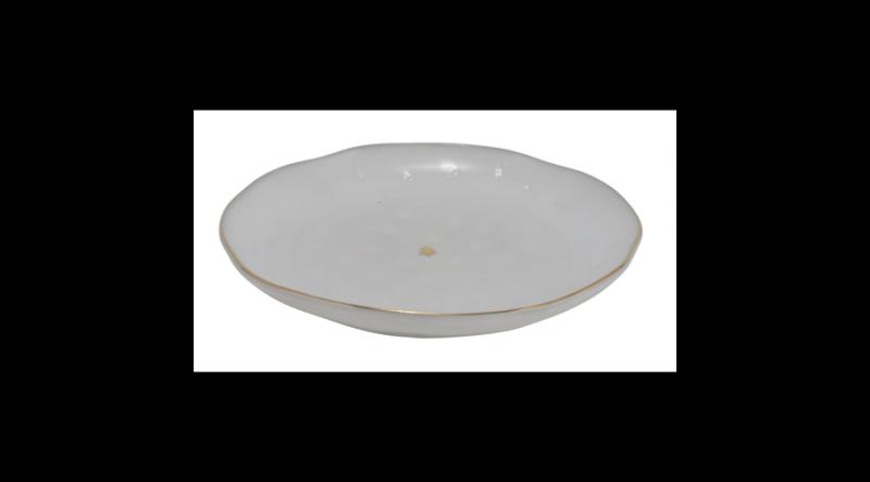 Geh.22402184 Fenyős porcelántányér fehér, kis arany fenyővel, 19,5x19,5x2cm