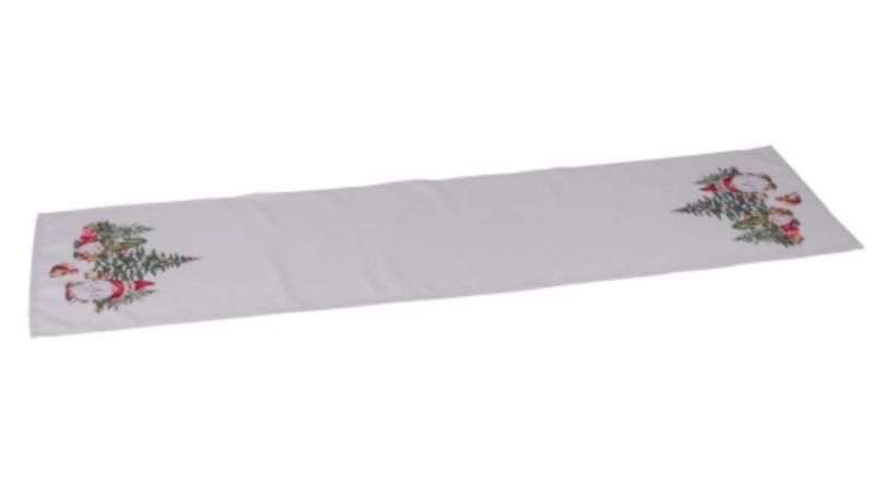 Geh.22406228 Asztali futó 40x150cm, polyester, manók karácsonyfával