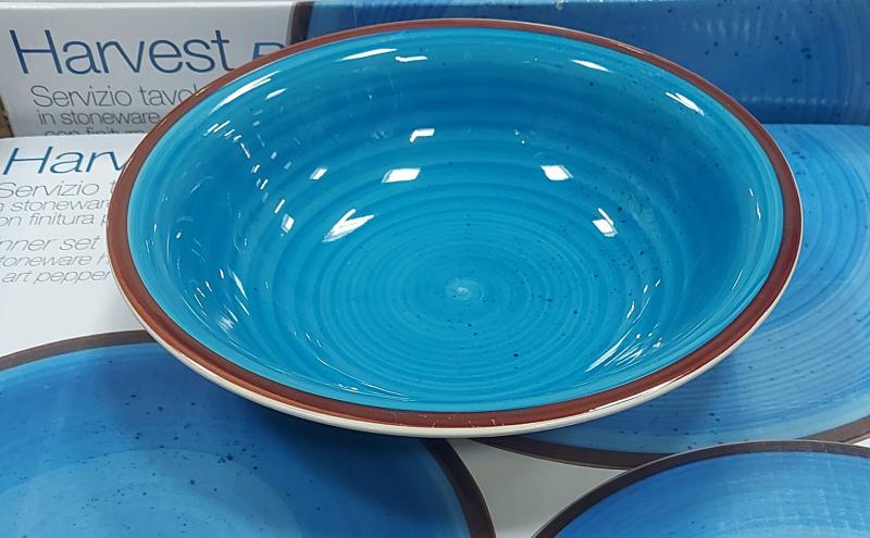 Harvest kék kerámia mély tányér, 22cm, 1db