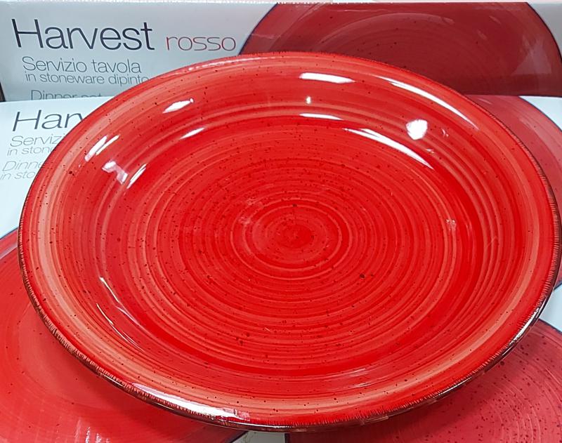 Harvest piros kerámia lapos tányér, 27cm, 1db