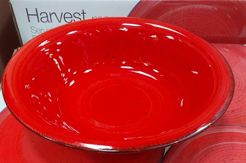 Harvest piros kerámia mély tányér, 22cm, 1db