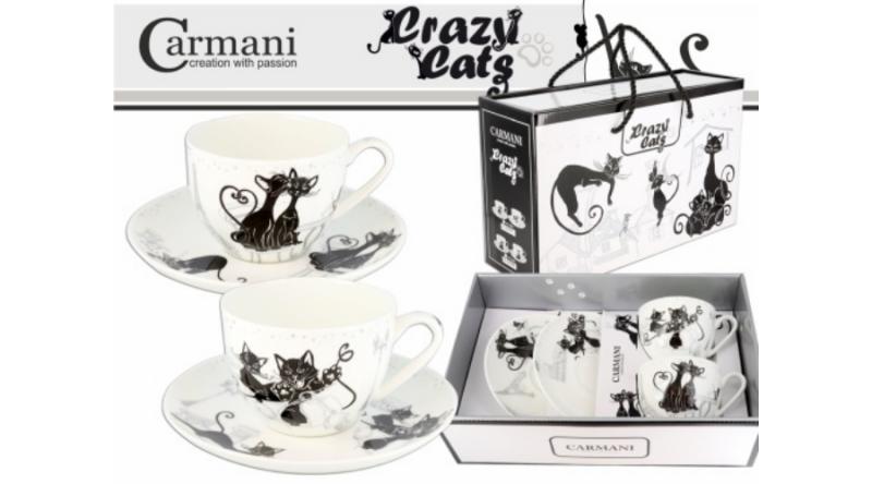 H.C.017-3101 Porceláncsésze+ alj, 250ml, 2 személyes szett, fekete macskás