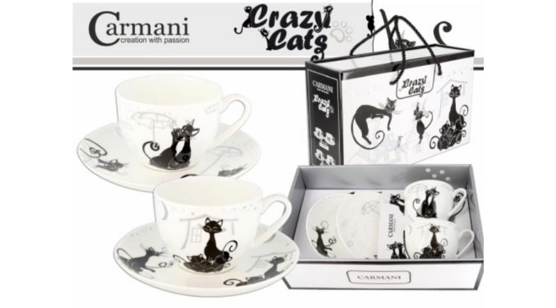 H.C.017-3102 Porceláncsésze+alj 250ml, 2 személyes szett,fekete macskás