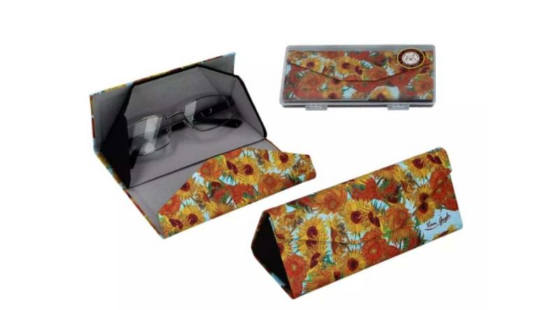 H.C.021-8352 Összehajtható műanyag szemüvegtok 0,57x16x6cm, dobozban, Van Gogh: Napraforgók