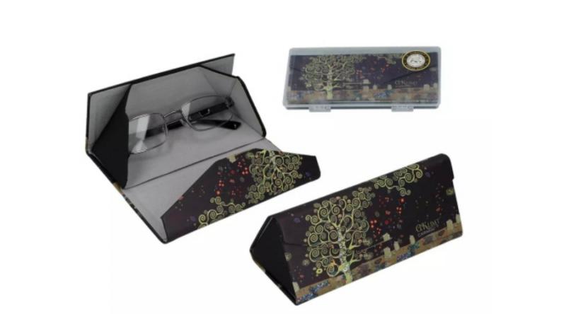 H.C.021-8361 Összehajtható műanyag szemüvegtok 0,57x16x6cm, dobozban, Klimt: Életfa