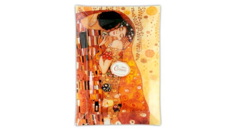 H.C.198-1021 Üvegtányér 28x20cm "Klimt:The Kiss"