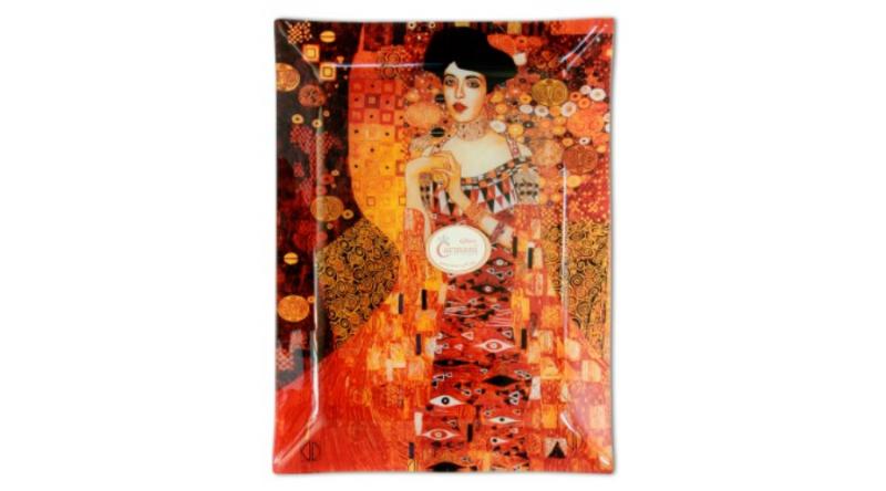 H.C.198-1105 Üvegtányér 32x24cm, Klimt:Adele Bloch