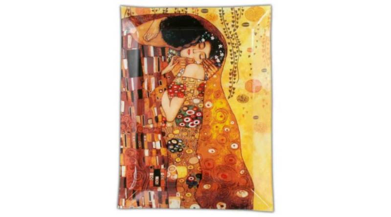 H.C.198-1141 Üvegtányér 32x24cm, Klimt:The Kiss