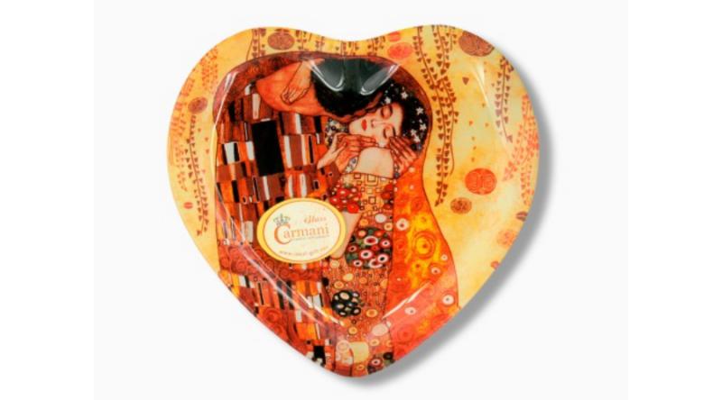H.C.198-1403 Üvegtányér szív 25x23cm Klimt:The Kiss