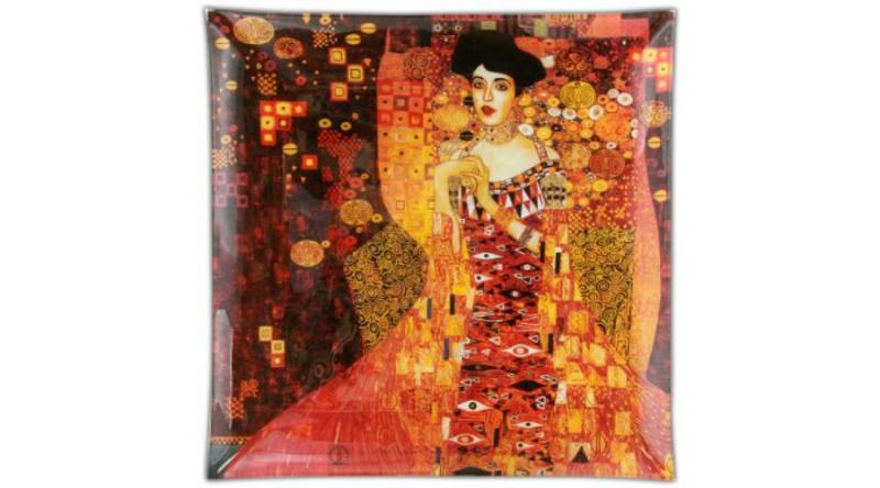 H.C.198-1502 Üvegtányér 25x25cm,Klimt:Adele Bloch