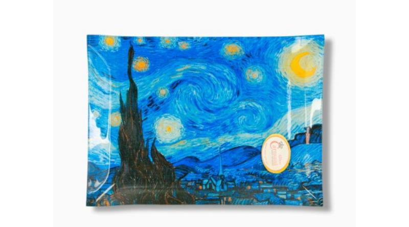 H.C.198-3002 Üvegtányér 20x28cm Van Gogh:Csillagos éj