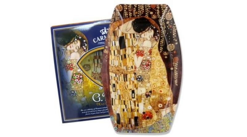 H.C.198-8041 Üvegtányér 30x21x7cm,Klimt:The Kiss