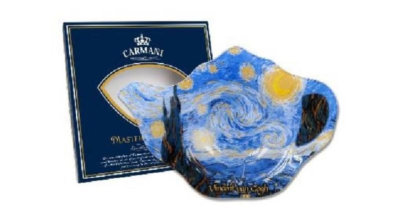 H.C.198-9310 Üveg teafiltertartó 14x9cm,Van Gogh:Csillagos éj
